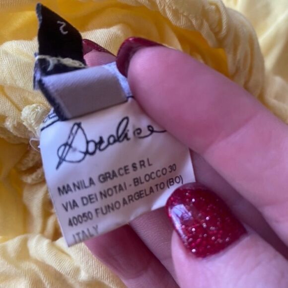 Doralice Women’s Strapless Top Size 2 – Made in Italy Yellow Tube Blouse Resort - Picture 5 of 6